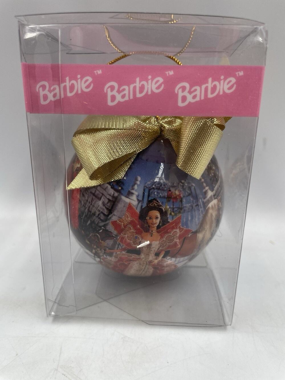Barbie 3-1/2” Round 1996 Licensed By Mattel Ornament In Original Box